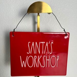 Rae Dunn Santa's Workshop‎ Sign Christmas Holiday Decor Magenta Artisan